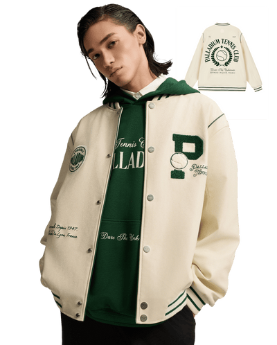 1011255-232 | MEN'S PALLADIUM LOGO LOOSE FIT VARSITY JACKET | VANILLA ICE