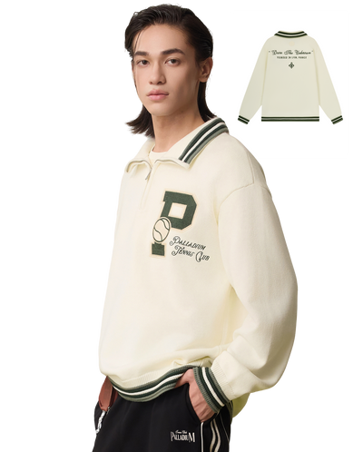 1011287-232 | MEN'S TENNIS CLUB HALF-ZIP POLO SWEATSHIRT | VANILLA ICE