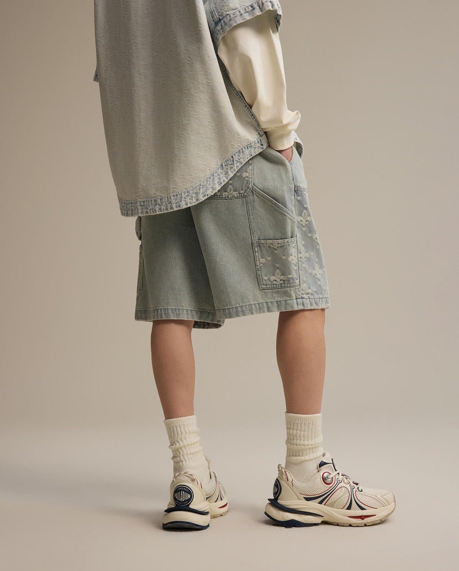 1011309-441 | MEN'S IRIS LOGO LOOSE FIT DENIM SHORTS | SKYWRITING