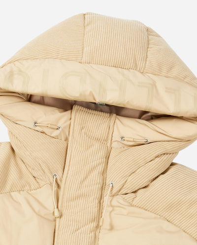 1011848-158 | MEN'S PALLADIUM LOGO CORDUROY HOODED DOWN JACKET | MILK TEA