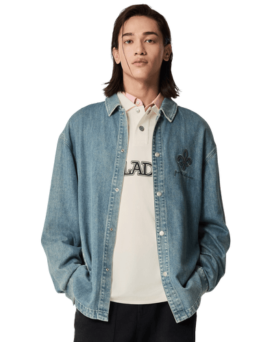 1011885-424 | MEN'S IRIS LOGO LOOSE FIT LONG SLEEVES SHIRT | BLUE SHADOW