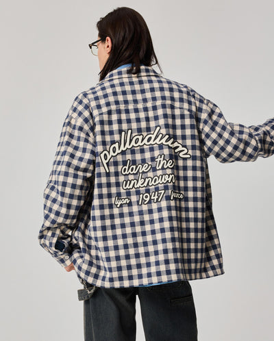 1011887-174 | MEN'S IRIS LOGO CHECKED LONG SLEEVES SHIRT | BU/WT