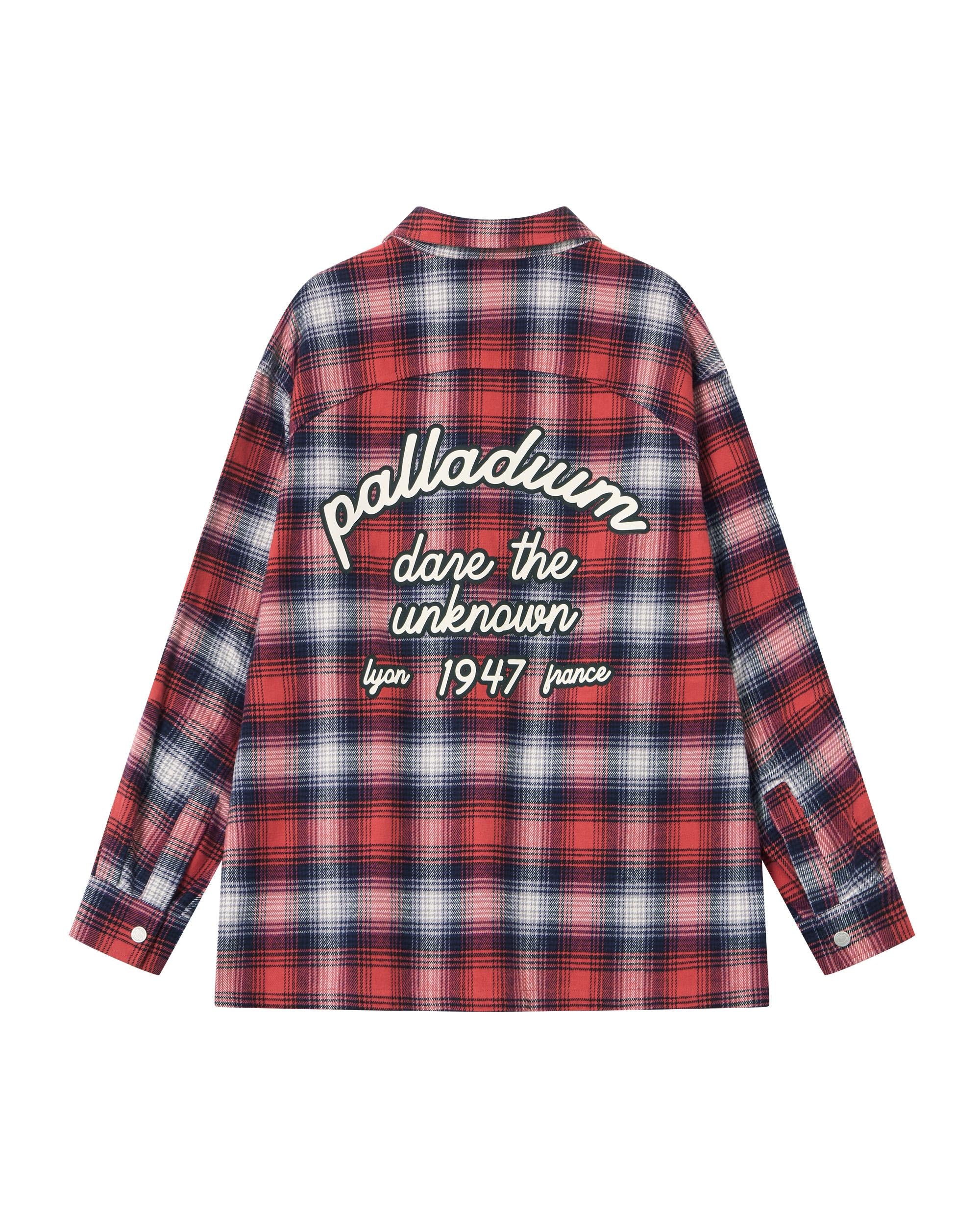 1011887-560 | MEN'S IRIS LOGO CHECKED LONG SLEEVES SHIRT | RED BLUE WHITE PLAID