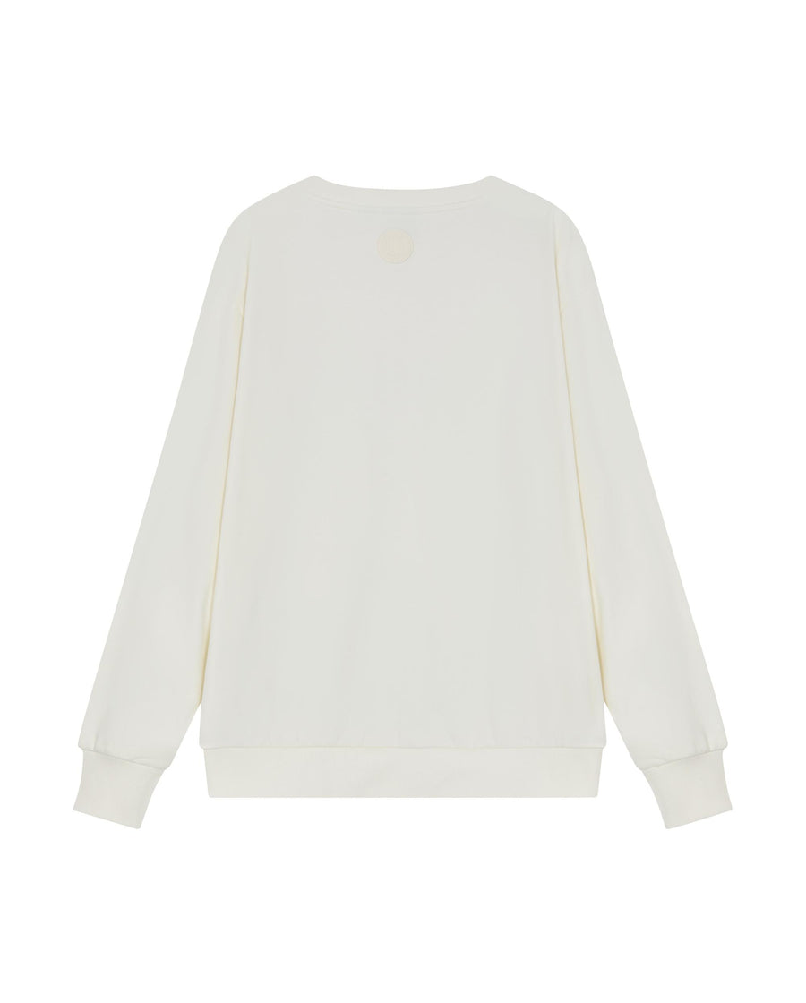 1011896-262 | MEN'S LOGO DROPPED SHOULDERS COTTON SWEATSHIRT | MARSHMALLOW