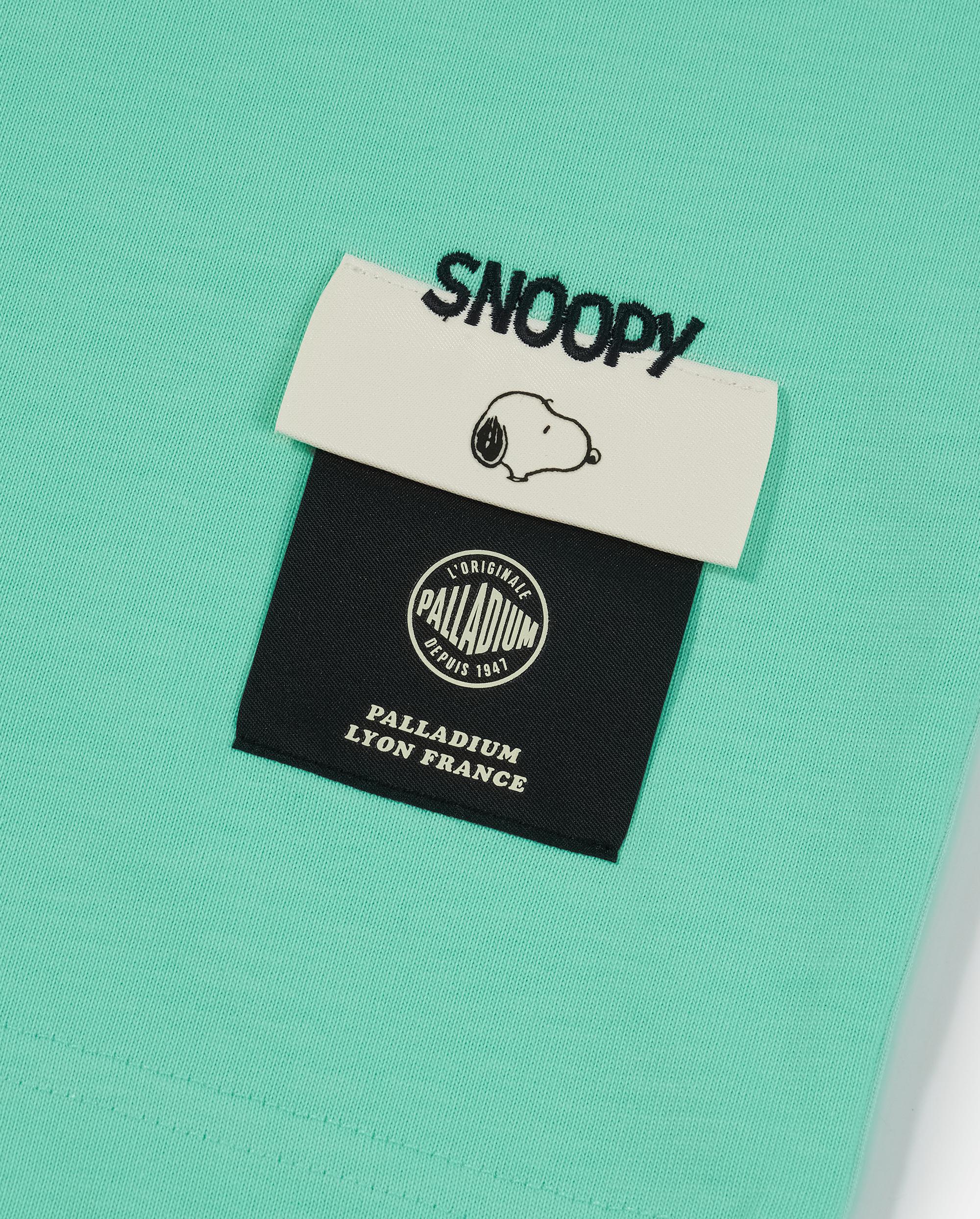 1012431-382 | PALLADIUM X SNOOPY LOGO LOOSE FIT COTTON T-SHIRT | ICE GREEN