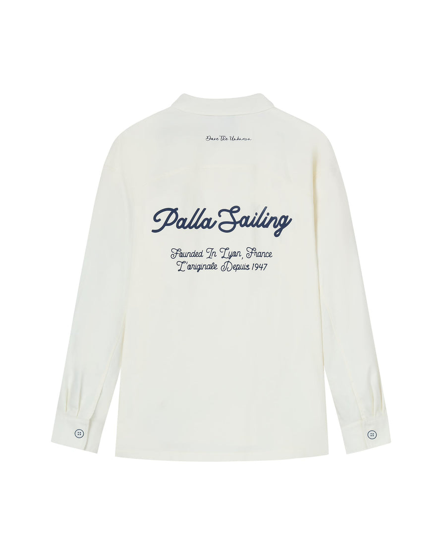 1012796-262 | MEN'S LOGO LOOSE FIT LONG SLEEVES COTTON SHIRT | MARSHMALLOW