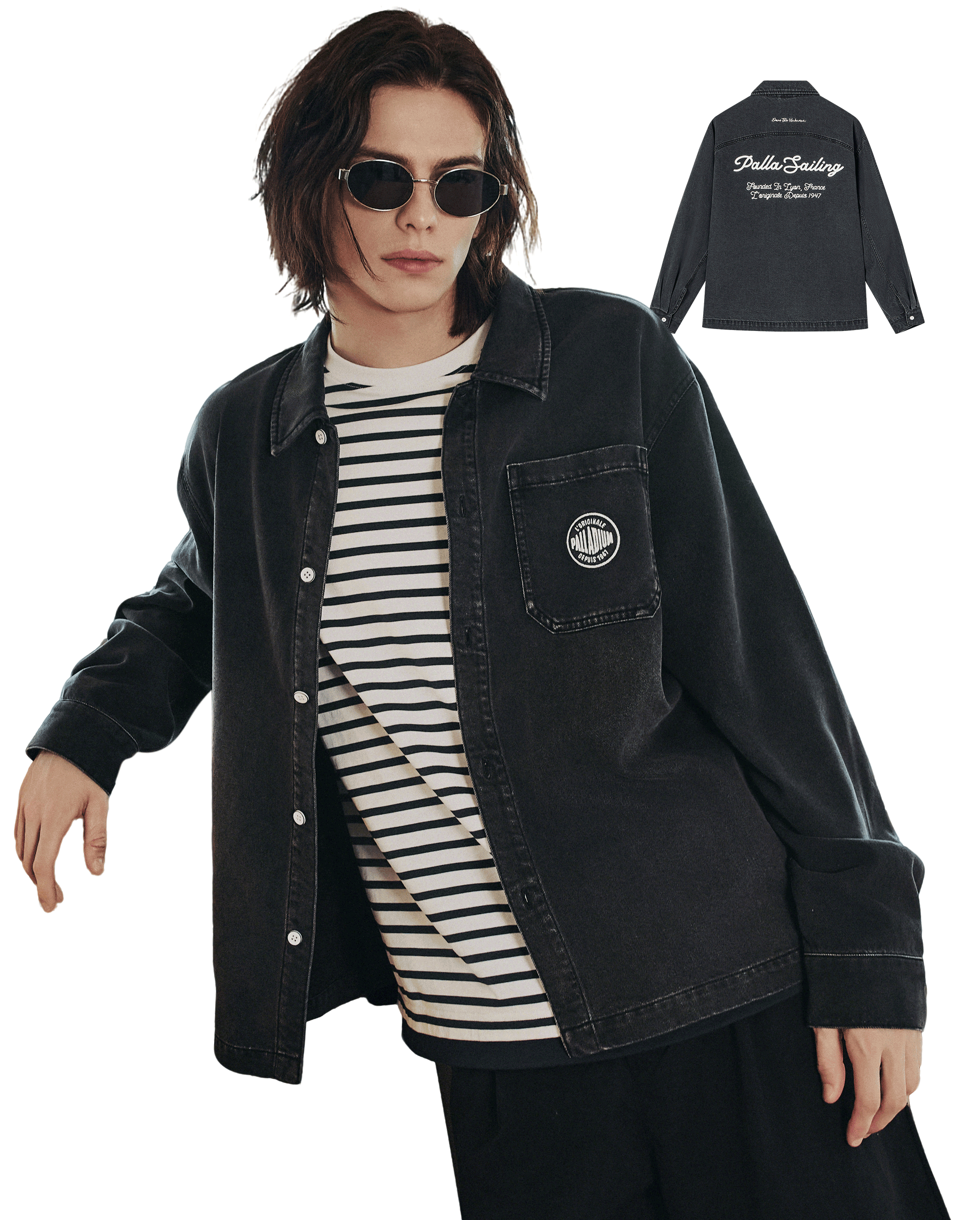 1012797-032 | MEN'S LOGO LOOSE FIT LONG SLEEVES DENIM SHIRT | TAP SHOE