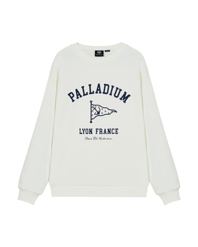 1012801-262 | MEN'S VOYAGE THEME DROPPED SHOULDERS SWEATSHIRT | MARSHMALLOW