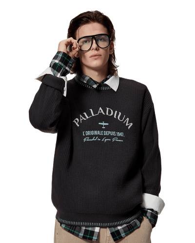 1012813-063 | MEN'S PALLADIUM LOGO TOP-STITCHING SWEATER | BLACK SAND