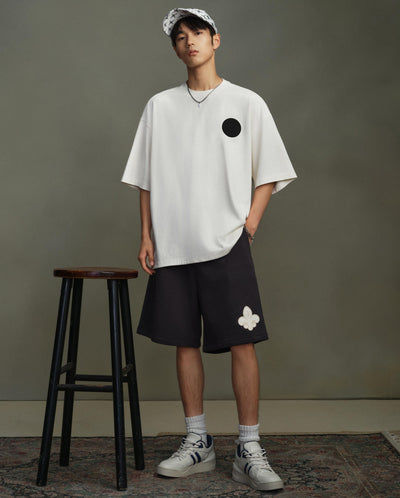 178025-033 | UNISEX EMBROIDERED IRIS LOGO SHORTS | BLK OYSTER