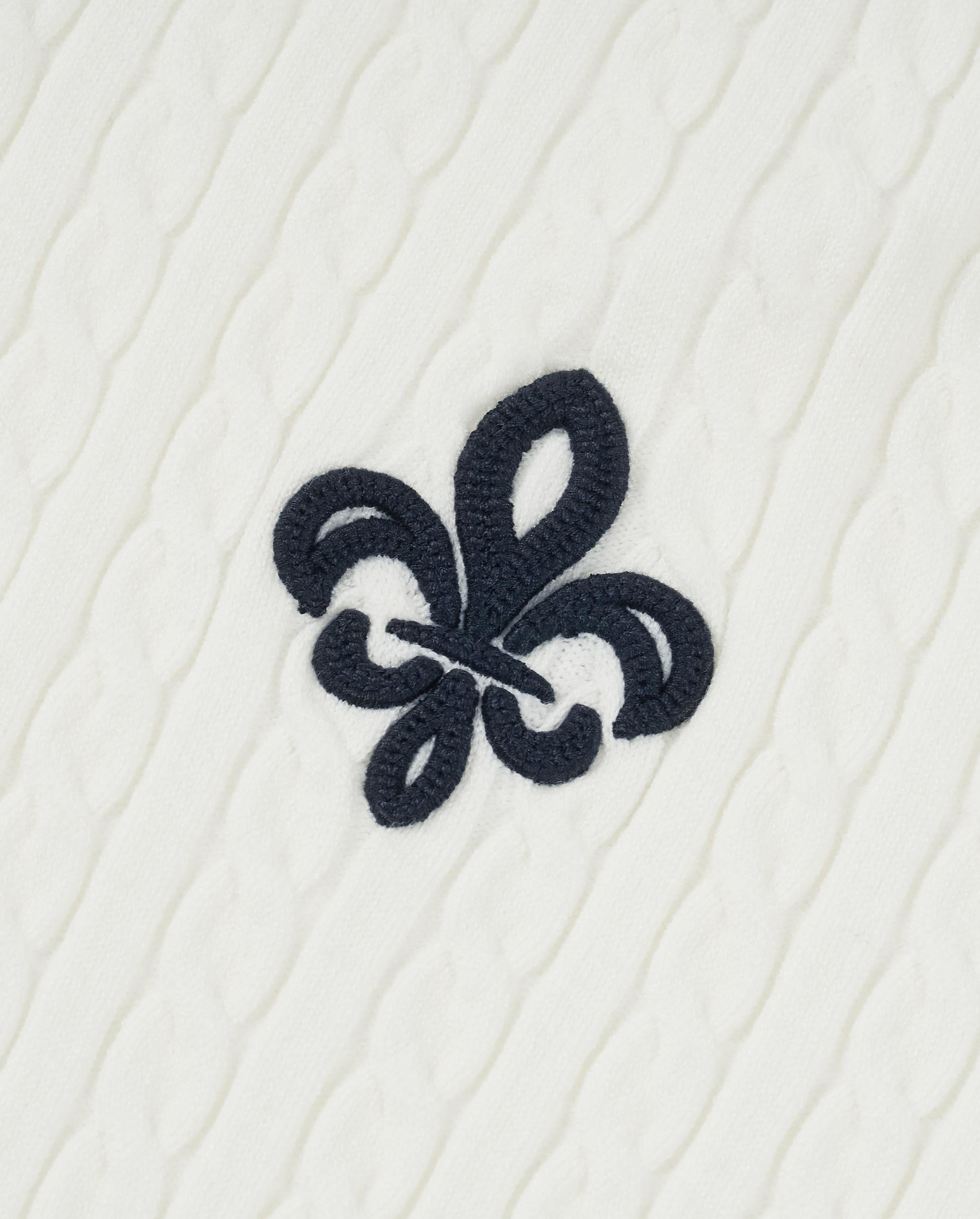 1911980-232 | WOMEN'S IRIS LOGO CABLE-KNIT POLO SWEATER | VANILLA ICE