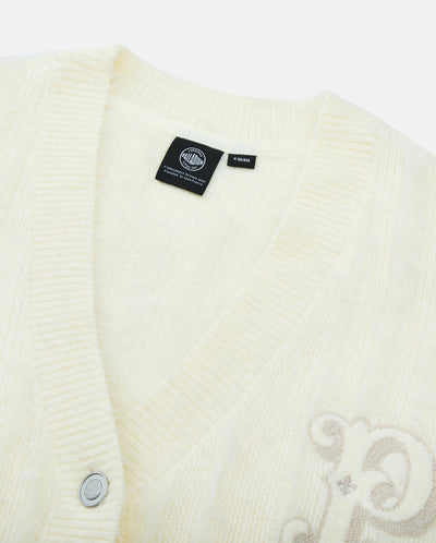 1911981-232 | WOMEN'S EMBROIDERED P LOGO V-NECK CARDIGAN | VANILLA ICE