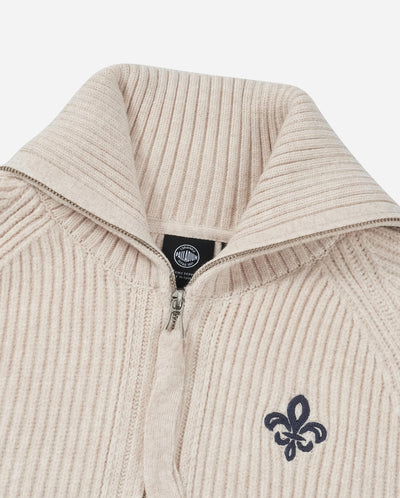 1911985-043 | WOMEN'S IRIS LOGO REVERSIBLE ZIP CARDIGAN | OYSTER GRAY