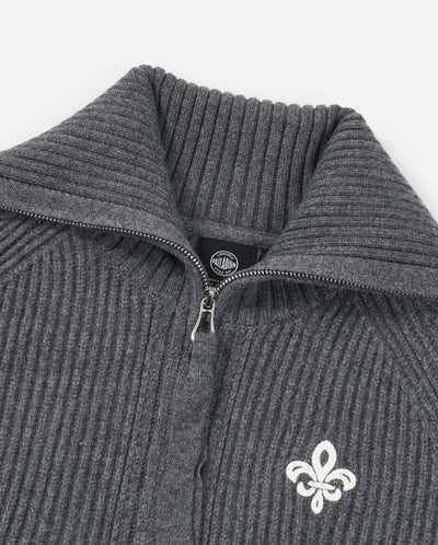 1911985-069 | WOMEN'S IRIS LOGO REVERSIBLE ZIP CARDIGAN | GRAY PINSTRIPE
