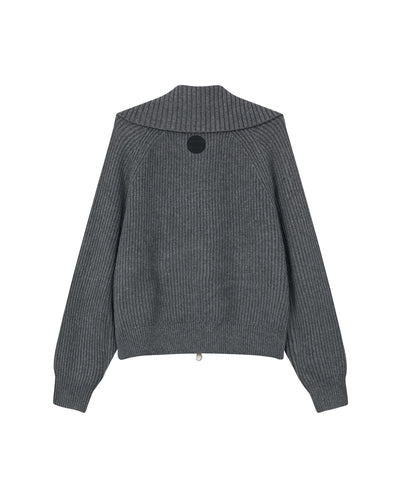 1911985-069 | WOMEN'S IRIS LOGO REVERSIBLE ZIP CARDIGAN | GRAY PINSTRIPE