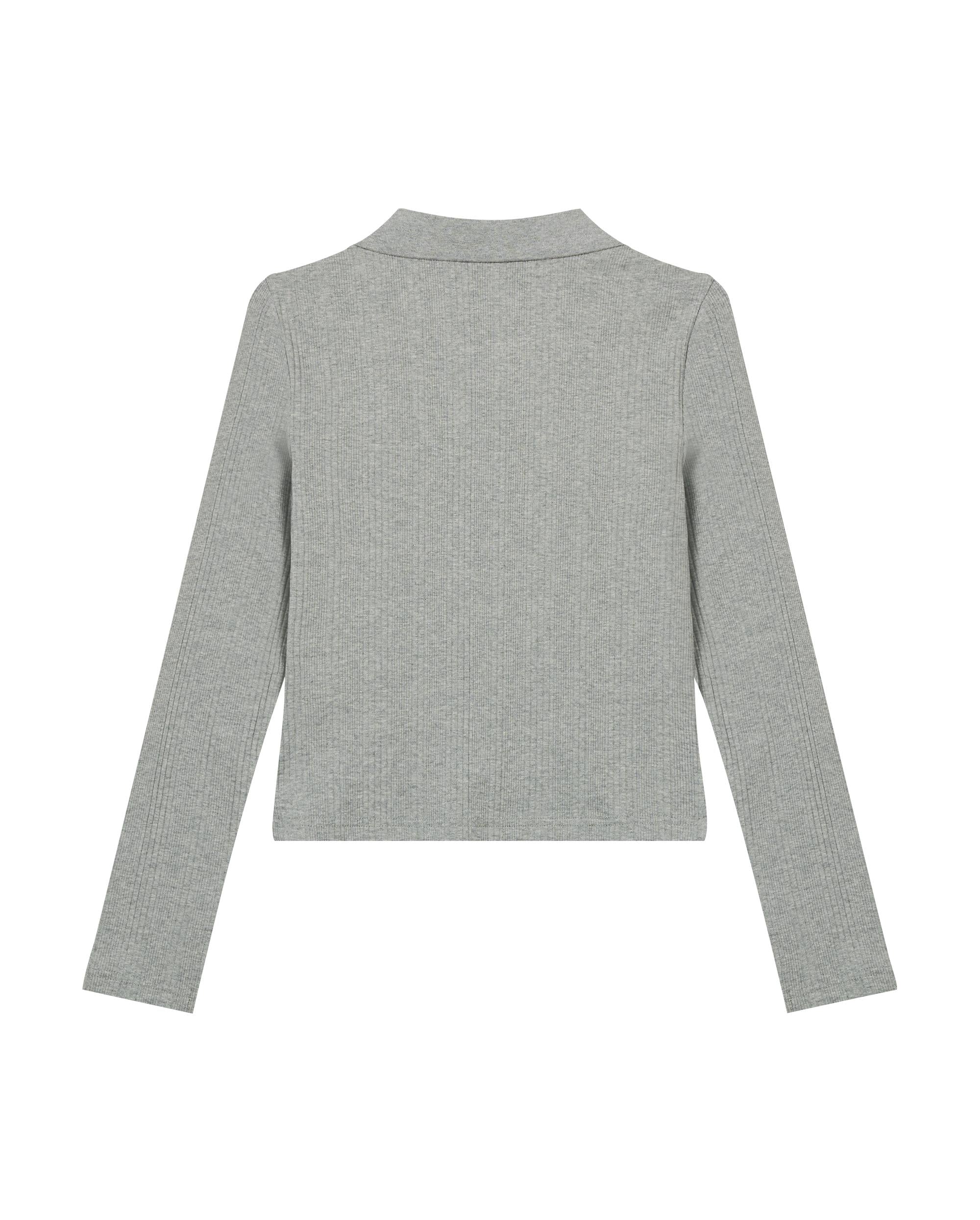 1912002-081 | WOMEN'S IRIS LOGO CROPPED LONG SLEEVES POLO TOP | GREY