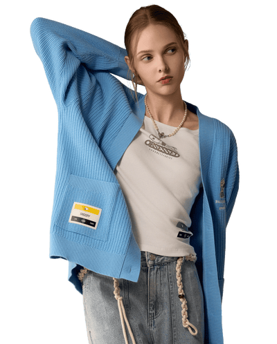 1912580-577 | PALLADIUM X SNOOPY WOMEN'S LOOSE FIT LOGO CARDIGAN | ALASKAN BLUE