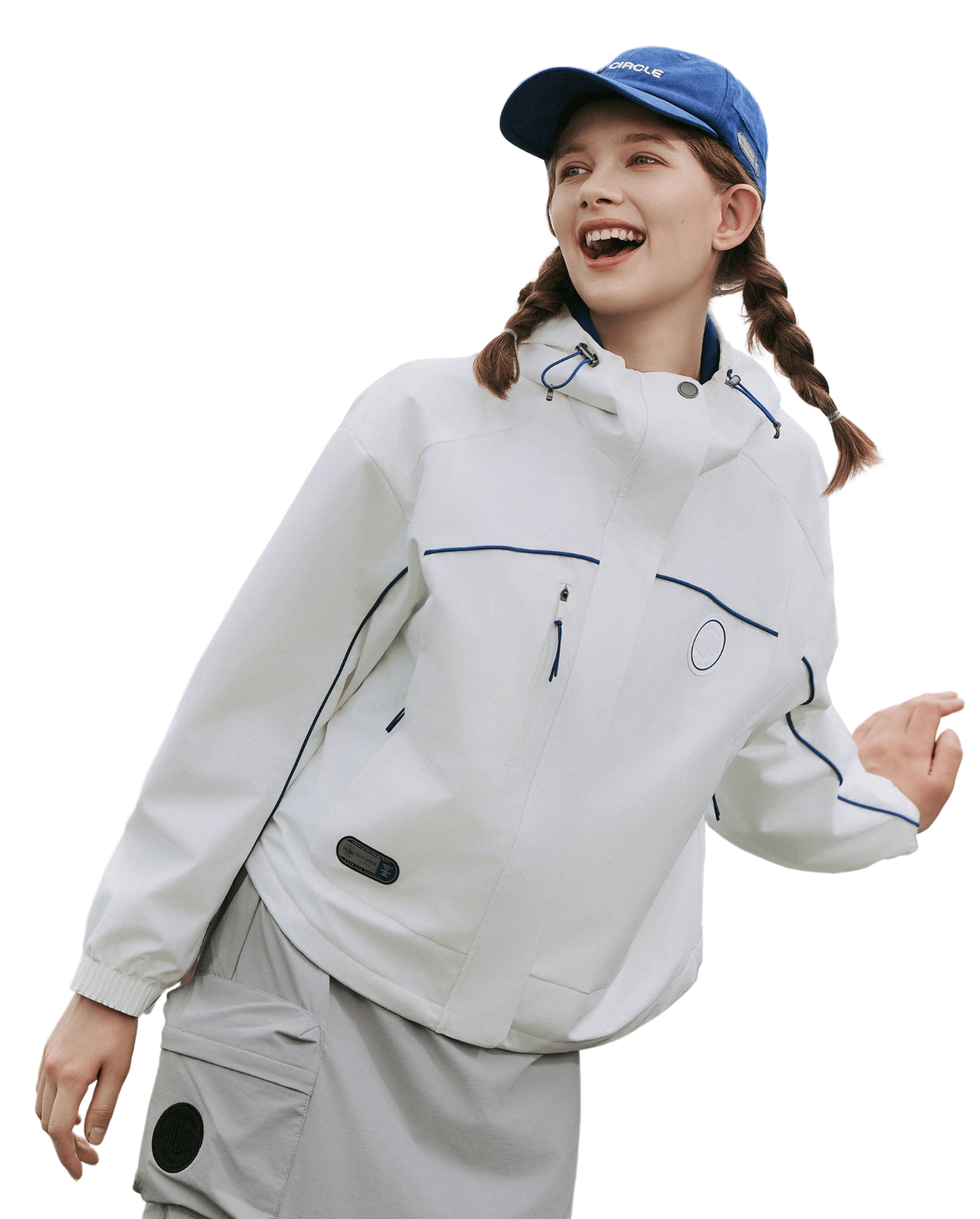 1912695-262 | WOMEN'S PALLADIUM LOGO STRIPED HOODED JACKET | MARSHMALLOW