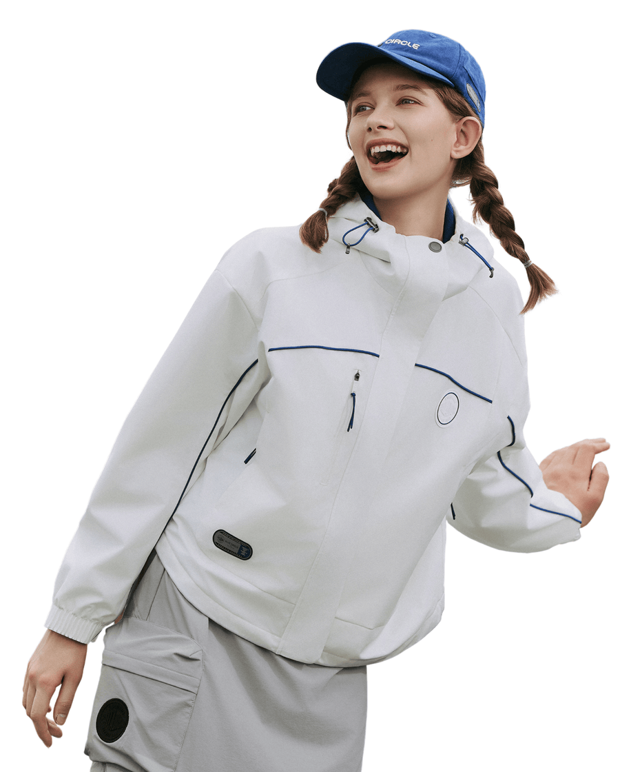 1912695-262 | WOMEN'S PALLADIUM LOGO STRIPED HOODED JACKET | MARSHMALLOW
