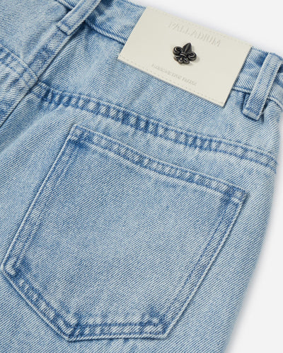 1912827-573 | WOMEN'S EMBROIDERED IRIS LOGO WASHED DENIM JEANS | NANTUCKET BREEZE