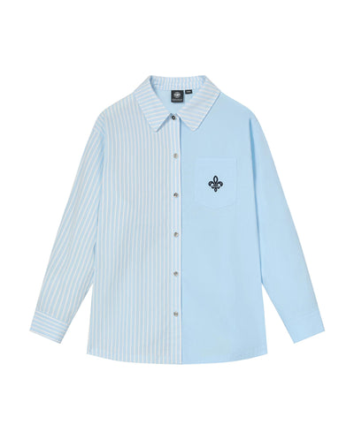 1912830-573 | WOMEN'S IRIS LOGO LOOSE FIT ASYMMETRICAL SHIRT | NANTUCKET BREEZE