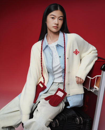 1912839-232 | WOMEN'S IRIS LOGO CNY THEME PRINTED CARDIGAN | VANILLA ICE