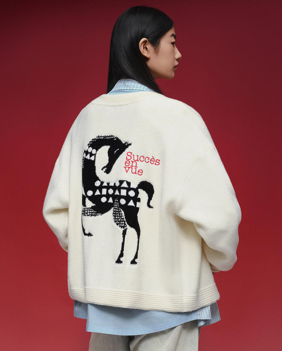 1912839-232 | WOMEN'S IRIS LOGO CNY THEME PRINTED CARDIGAN | VANILLA ICE
