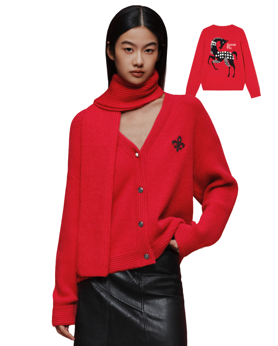 1912839-603 | WOMEN'S IRIS LOGO CNY THEME PRINTED CARDIGAN | EMBOLDENED