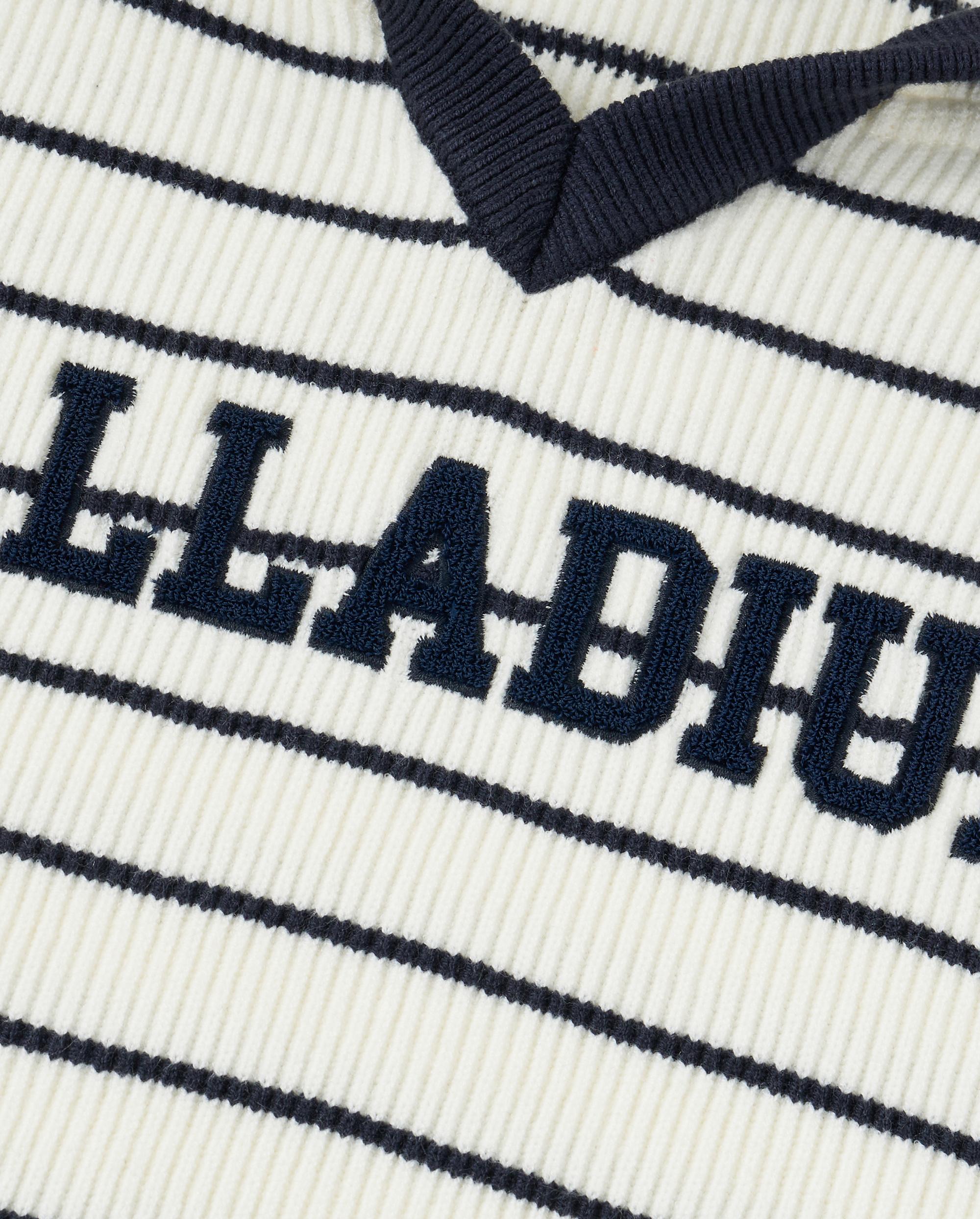 1912852-112 | WOMEN'S DROPPED SHOULDERS STRIPED HOODED KNITWEAR | WHITE/NAVY