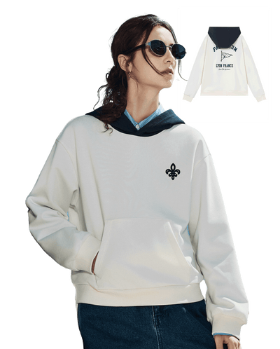 1912857-262 | WOMEN'S IRIS LOGO COLOR BLOCKS HOODIE | MARSHMALLOW
