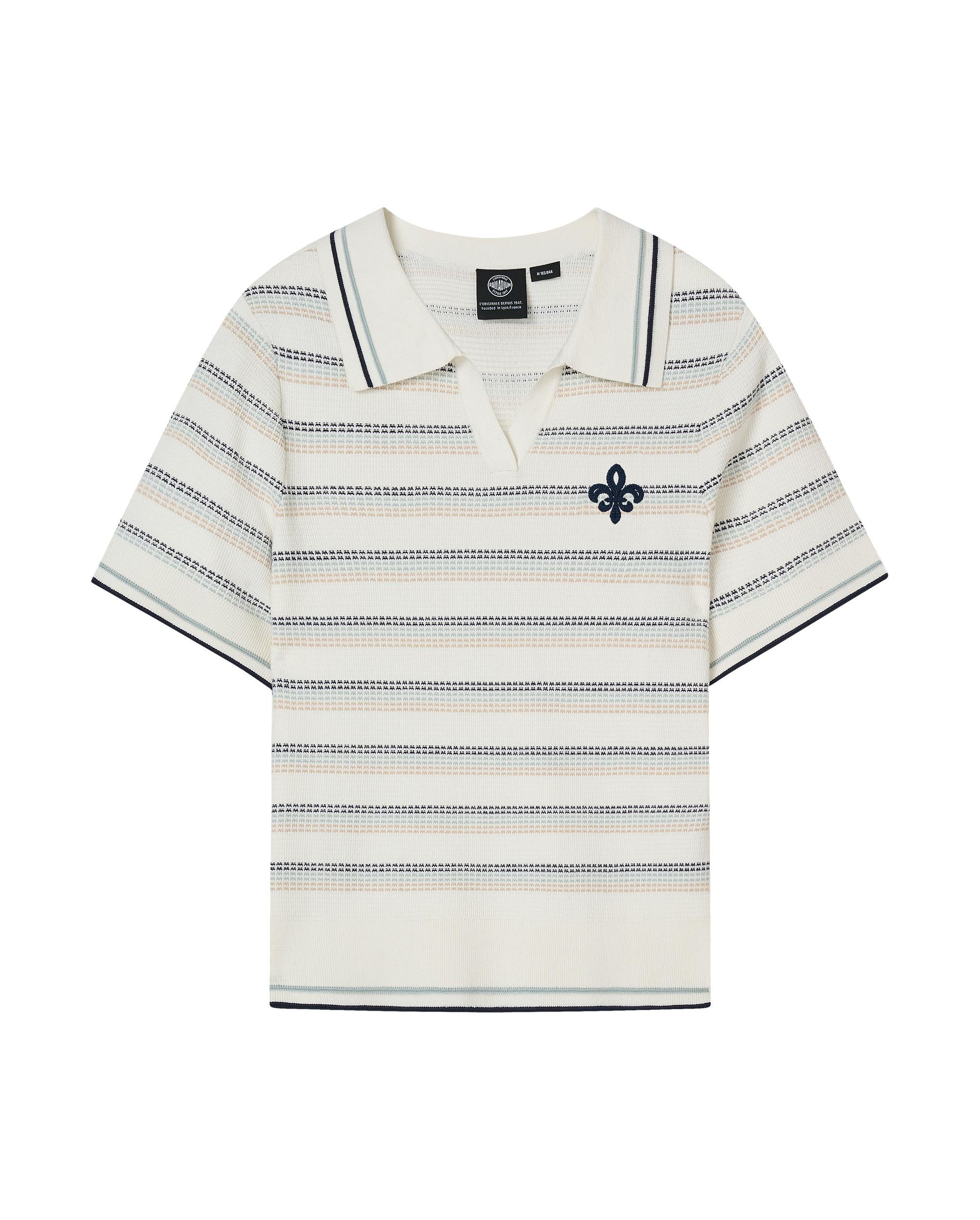 1913032-919 | WOMEN'S IRIS LOGO STRIPED POLO KNITWEAR | WT/BU/HK