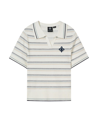 1913032-919 | WOMEN'S IRIS LOGO STRIPED POLO KNITWEAR | WT/BU/HK
