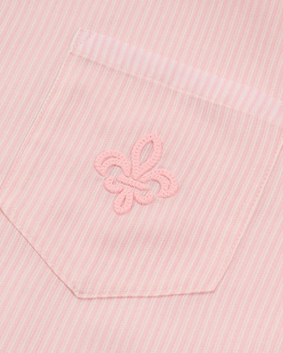 1913034-645 | WOMEN'S IRIS LOGO LOOSE FIT VERTICAL STRIPED SHIRT | BRIDAL ROSE