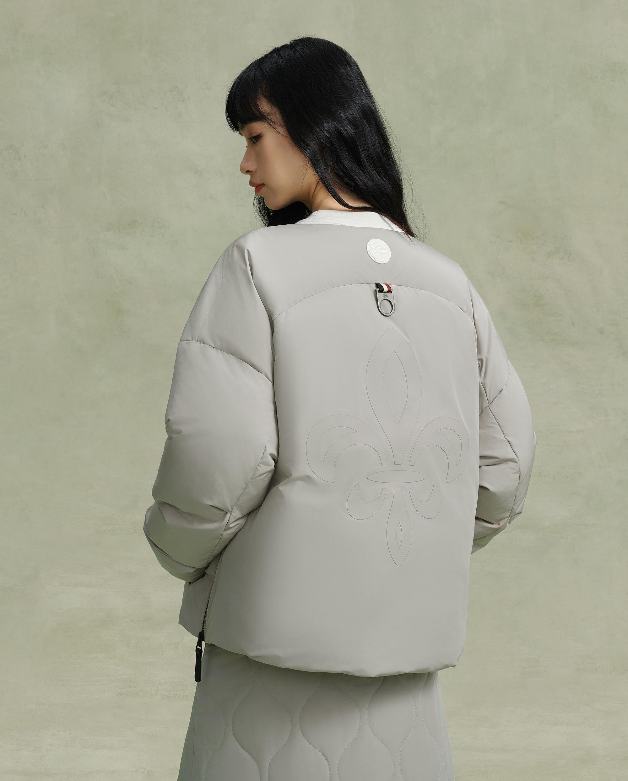 198969-031 | WOMEN'S PALLADIUM LOGO DOWN JACKET | FLINT GRAY