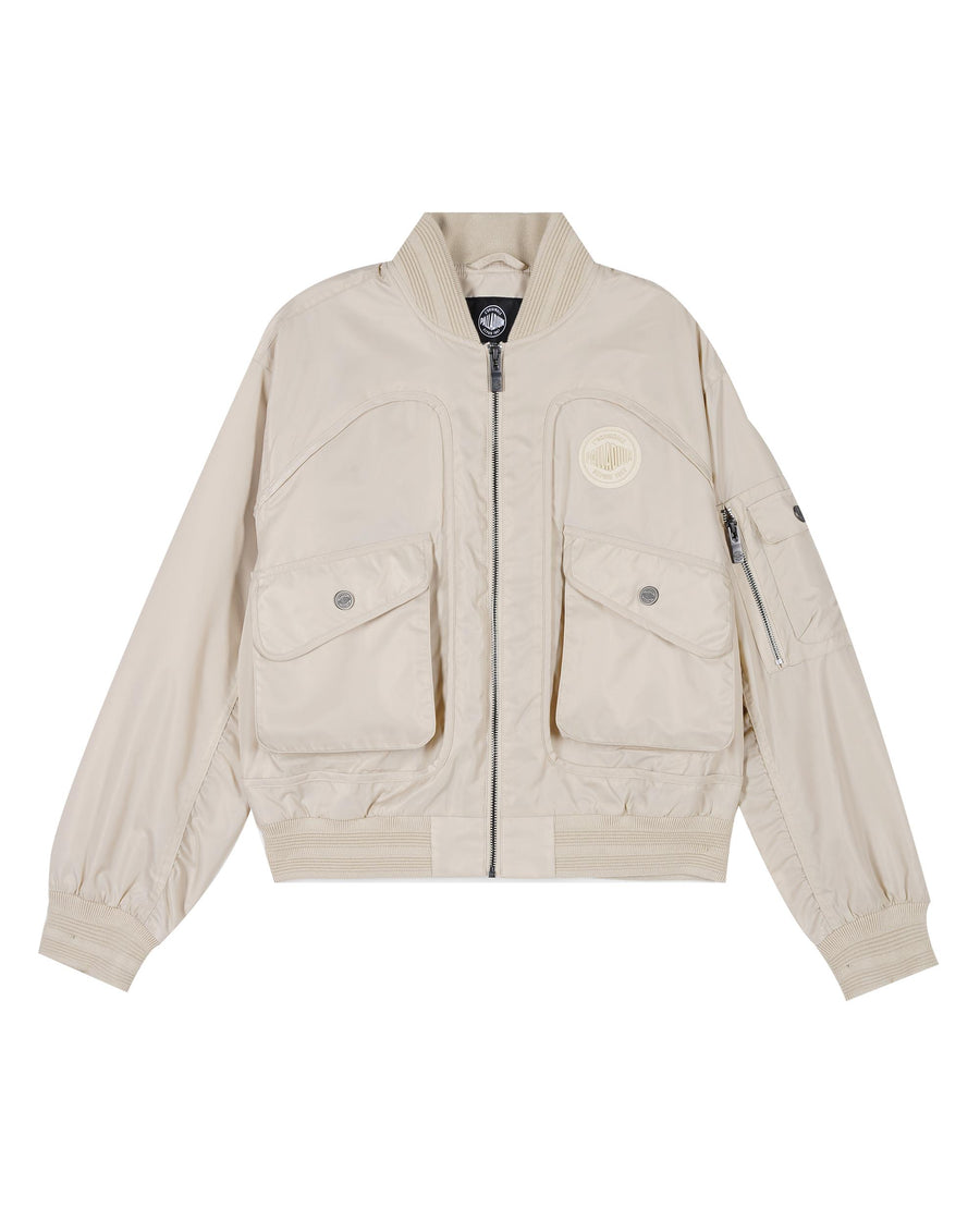 199751-043 | WOMEN'S PALLADIUM LOGO BOMBER JACKET | OYSTER GRAY