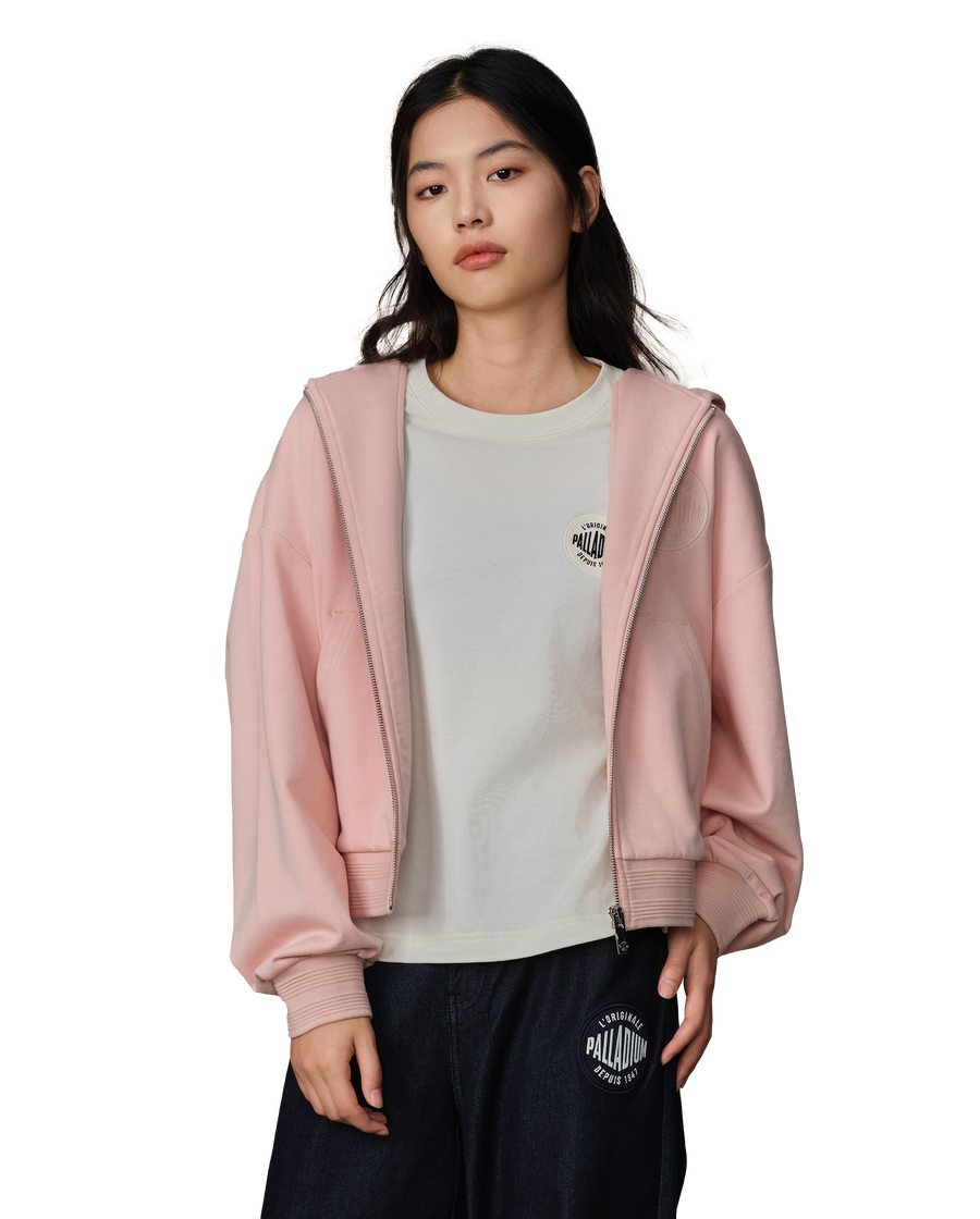 199756-635 | WOMEN'S LOGO DROPPED SHOULDERS HOODED JACKET | ROSE SMOKE